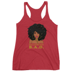 B. A. D. "Black and Determined" Women's Racerback Tank-T Shirts-TAU TRENDY TEES-Vintage Red-XS-Wear-N-Share Apparel