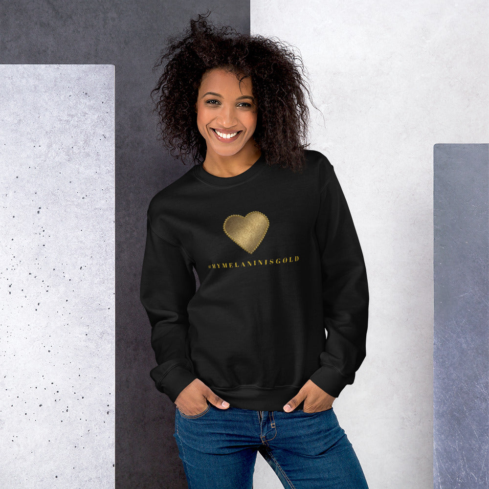 #MYMELANINISGOLD Unisex Sweatshirt-Sweatshirts-TAU TRENDY TEES-Black-S-Wear-N-Share Apparel
