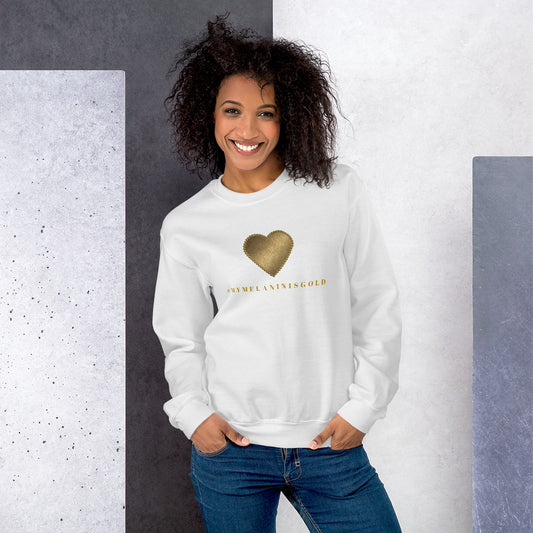 #MYMELANINISGOLD Unisex Sweatshirt-Sweatshirts-TAU TRENDY TEES-White-S-Wear-N-Share Apparel