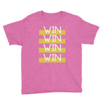 "WIN WIN WIN WIN" Youth Short Sleeve T-Shirt-Kids-TAU TRENDY TEES-Heather Hot Pink-XS-Wear-N-Share Apparel