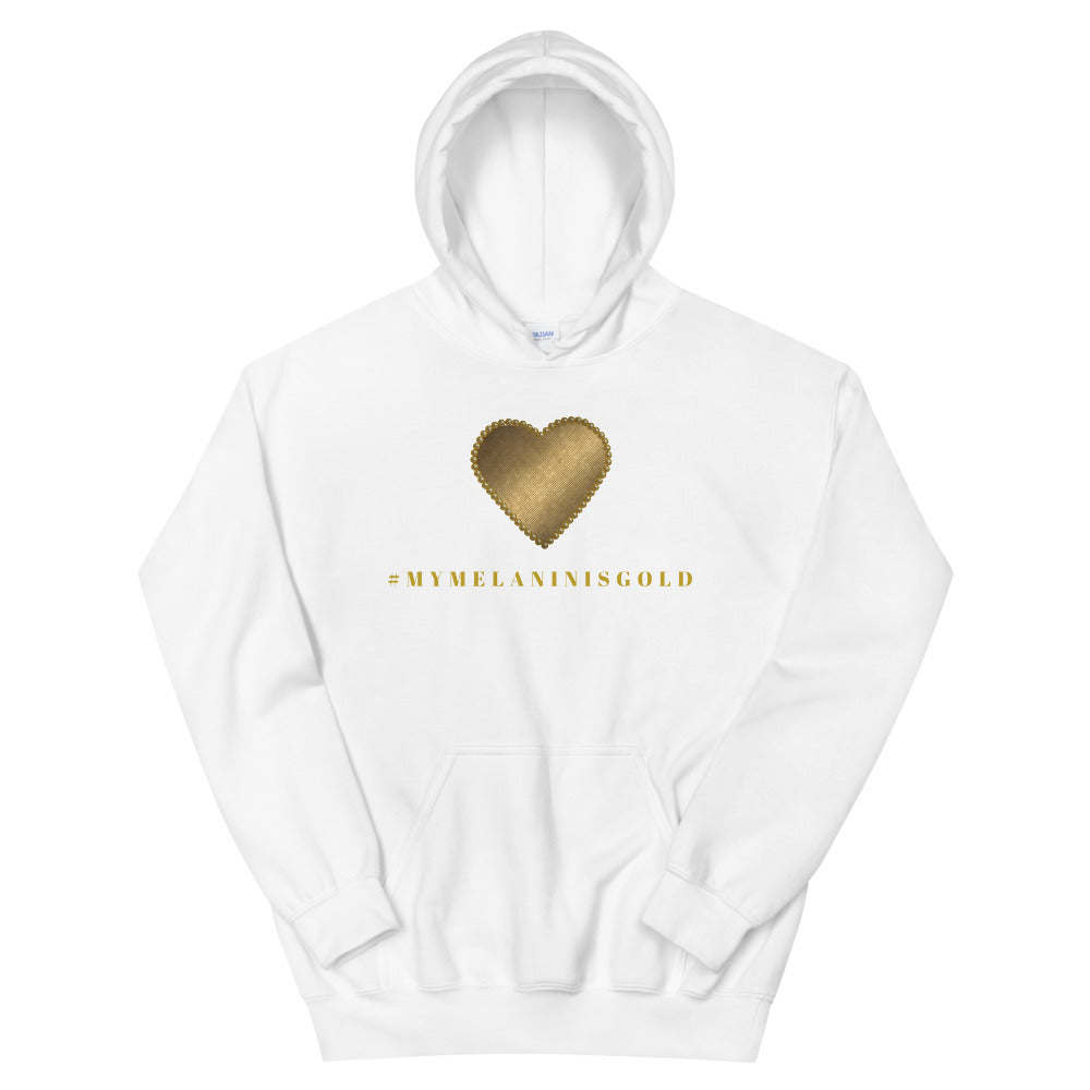 #MYMELANINISGOLD Unisex Hoodie-Hoodies-TAU TRENDY TEES-White-S-Wear-N-Share Apparel