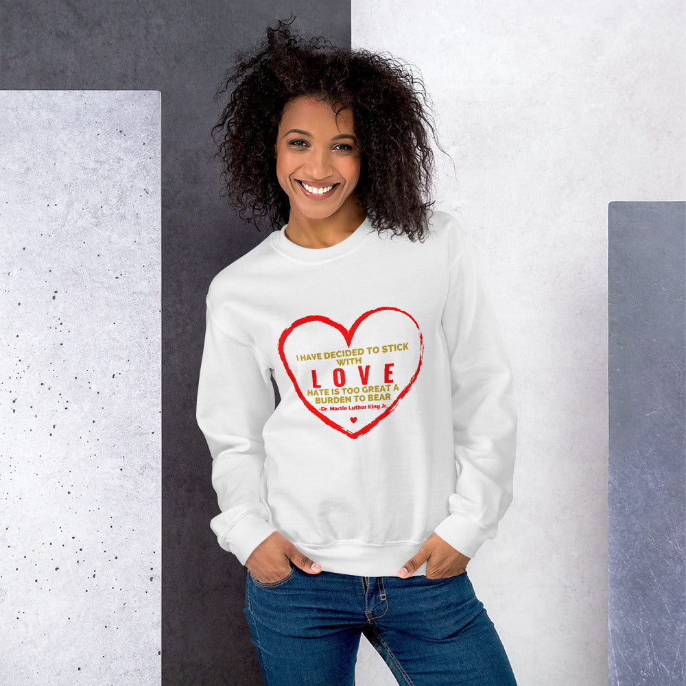 MLK LOVE Unisex Sweatshirt-Sweatshirts-TAU TRENDY TEES-White-S-Wear-N-Share Apparel