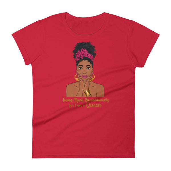 "Loving Myself Unconditionally" Women's short sleeve t-shirt-T Shirts-TAU TRENDY TEES-Red-S-Wear-N-Share Apparel