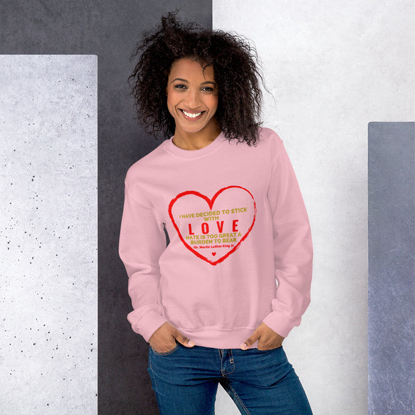 MLK LOVE Unisex Sweatshirt-Sweatshirts-TAU TRENDY TEES-Light Pink-S-Wear-N-Share Apparel