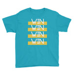 "WIN WIN WIN WIN" Youth Short Sleeve T-Shirt-Kids-TAU TRENDY TEES-Caribbean Blue-XS-Wear-N-Share Apparel