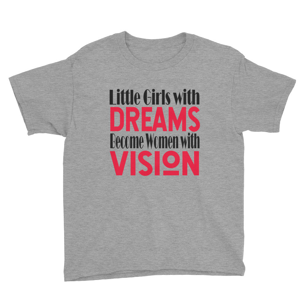 "Little Girls With Dreams" Kids Short Sleeve T-Shirt-Kids-TAU TRENDY TEES-Heather Grey-XS-Wear-N-Share Apparel