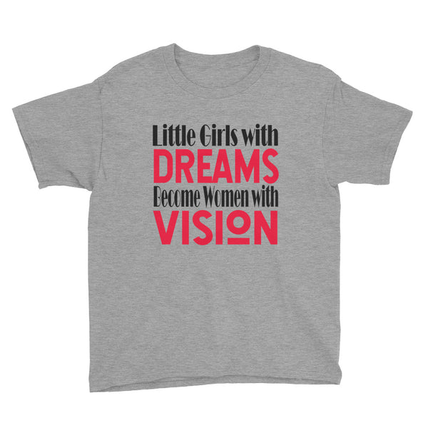 "Little Girls With Dreams" Kids Short Sleeve T-Shirt-Kids-TAU TRENDY TEES-Heather Grey-XS-Wear-N-Share Apparel