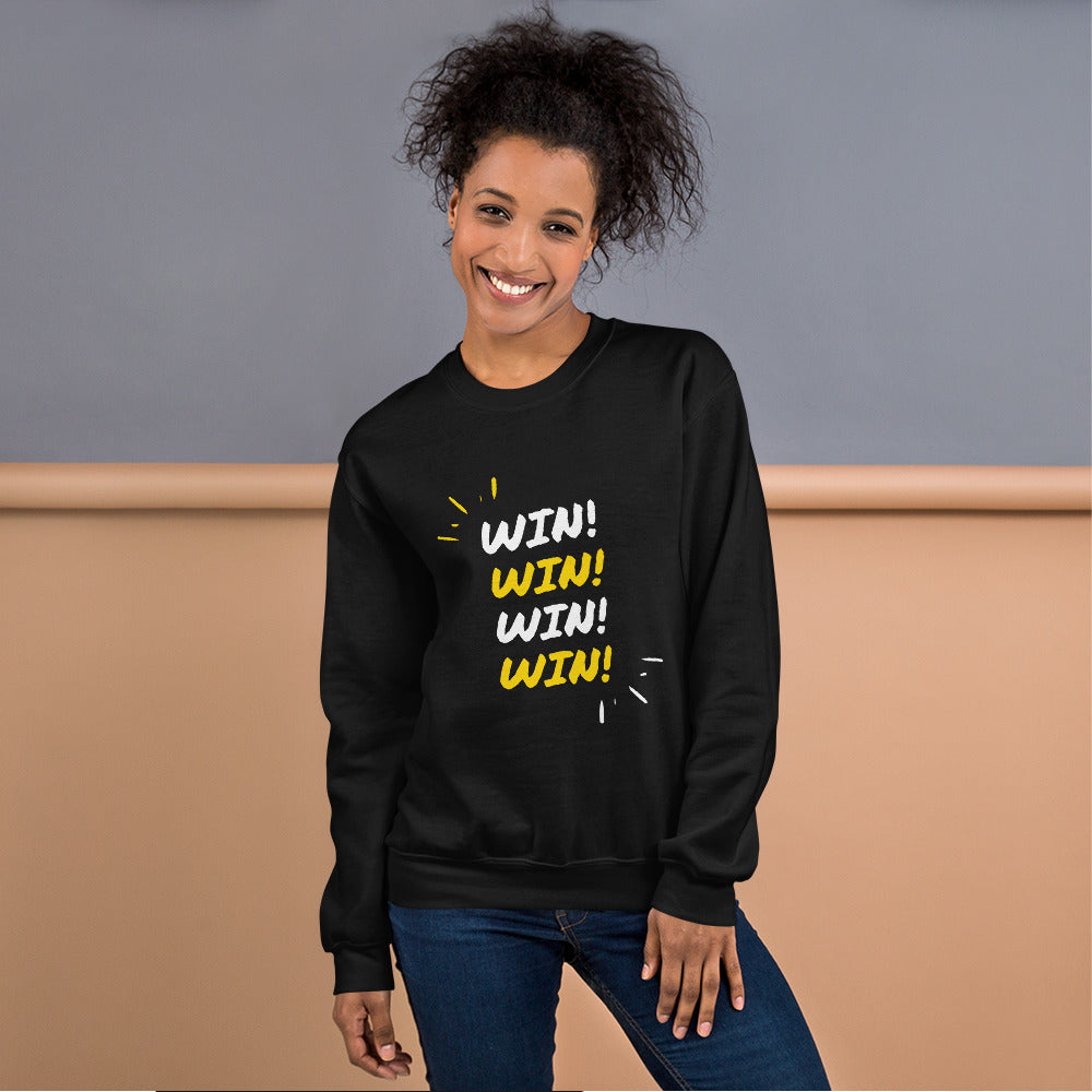"Win! Win! Win! Win!" Unisex Sweatshirt-Sweatshirts-TAU TRENDY TEES-Black-S-Wear-N-Share Apparel