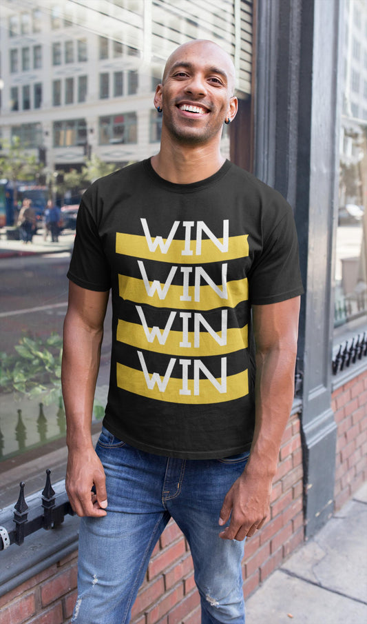 "WIN WIN WIN WIN" Short-Sleeve Unisex T-Shirt-T Shirts-TAU TRENDY TEES-Black-XS-Wear-N-Share Apparel