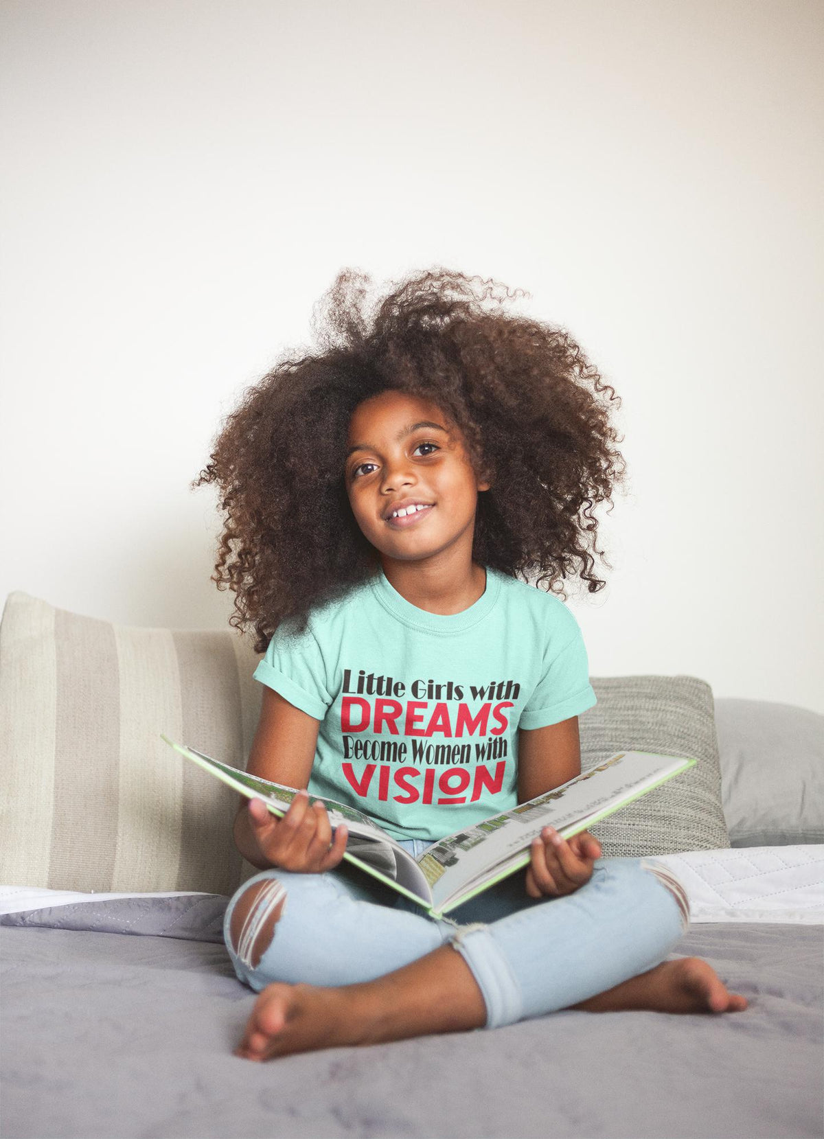 "Little Girls With Dreams" Kids Short Sleeve T-Shirt-Kids-TAU TRENDY TEES-Teal Ice-S-Wear-N-Share Apparel