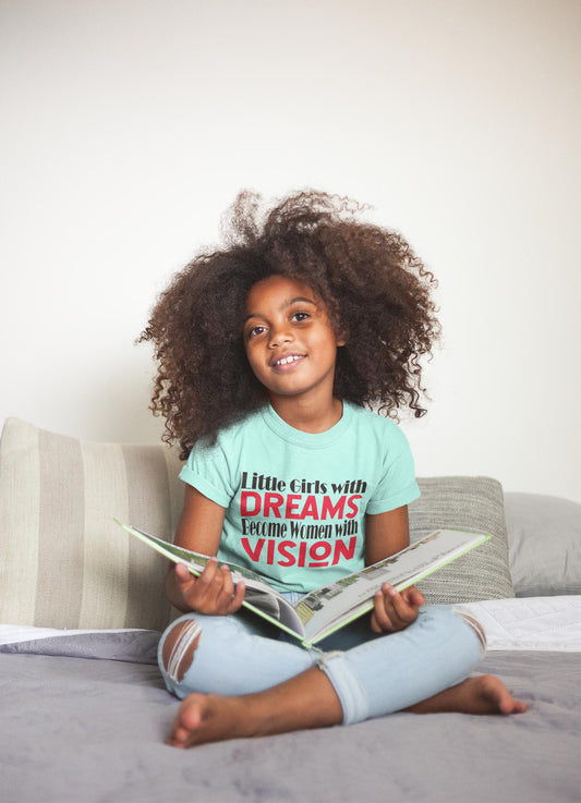 "Little Girls With Dreams" Kids Short Sleeve T-Shirt-Kids-TAU TRENDY TEES-Teal Ice-S-Wear-N-Share Apparel