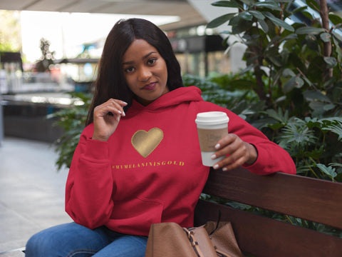 #MYMELANINISGOLD Unisex Hoodie-Hoodies-TAU TRENDY TEES-Red-S-Wear-N-Share Apparel