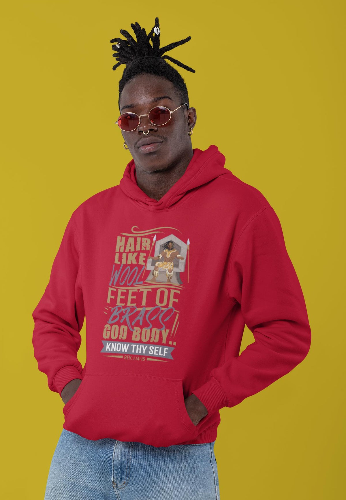 "Feet of Brass" Unisex Hoodie-Hoodies-TAU TRENDY TEES-Red-S-Wear-N-Share Apparel