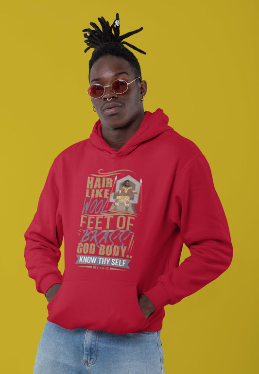 "Feet of Brass" Unisex Hoodie-Hoodies-TAU TRENDY TEES-Red-S-Wear-N-Share Apparel