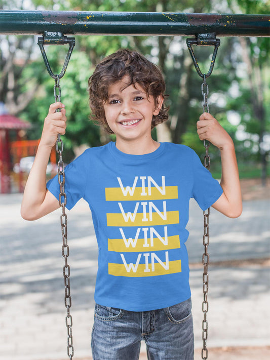 "WIN WIN WIN WIN" Youth Short Sleeve T-Shirt-Kids-TAU TRENDY TEES-Heather Royal-XS-Wear-N-Share Apparel