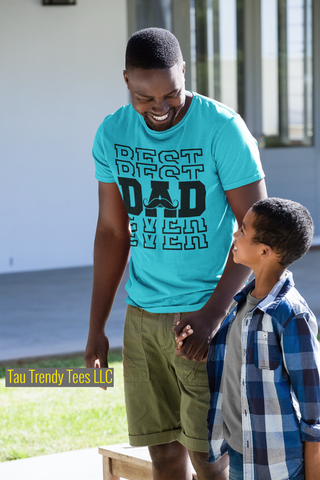 "Best Best Dad Ever Ever" Short-Sleeve Unisex T-Shirt-T Shirts-TAU TRENDY TEES LLC-Small-Light Blue-Wear-N-Share Apparel