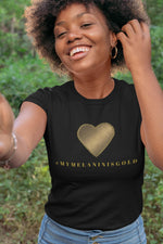#MYMELANINISGOLD Women's short sleeve t-shirt-T Shirts-TAU TRENDY TEES-Black-S-Wear-N-Share Apparel