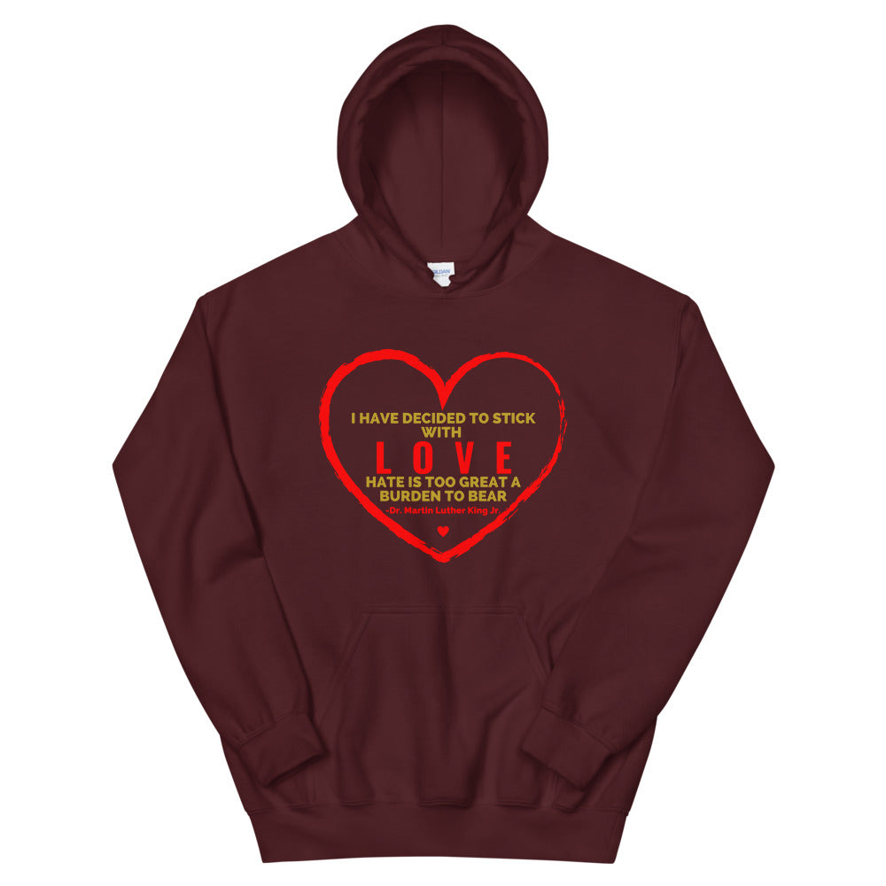 "MLK LOVE" Unisex Hoodie-Hoodies-TAU TRENDY TEES-Maroon-S-Wear-N-Share Apparel