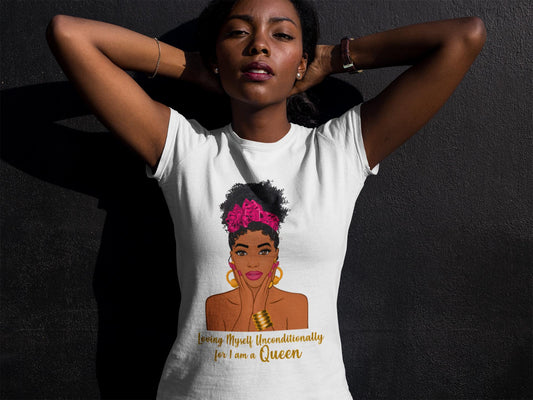 "Loving Myself Unconditionally" Women's short sleeve t-shirt-T Shirts-TAU TRENDY TEES-White-S-Wear-N-Share Apparel